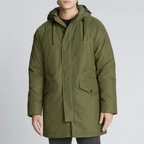 Everlane The ReNew Long Parka Coat Men XL Moss Primaloft Relaxed